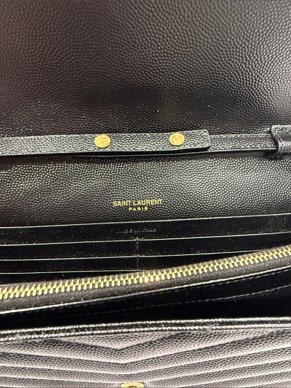 Saint Laurent Black Quilted Leather Chain Crossbody with Gold YSL Logo - Picture 4 of 8